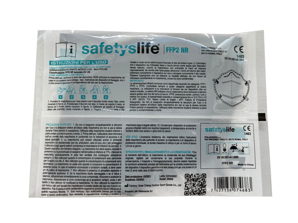 Mascherine Nere FFP2 NR SAFETYSLIFE® monouso (box da 25 unità)